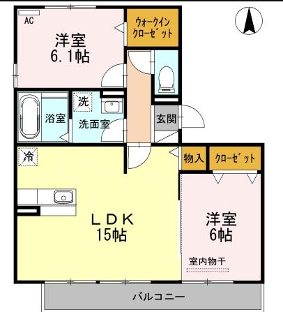 名古屋市緑区黒沢台のアパートの間取り