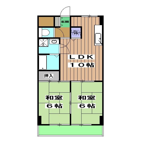 京都市西京区下津林番条のマンションの間取り