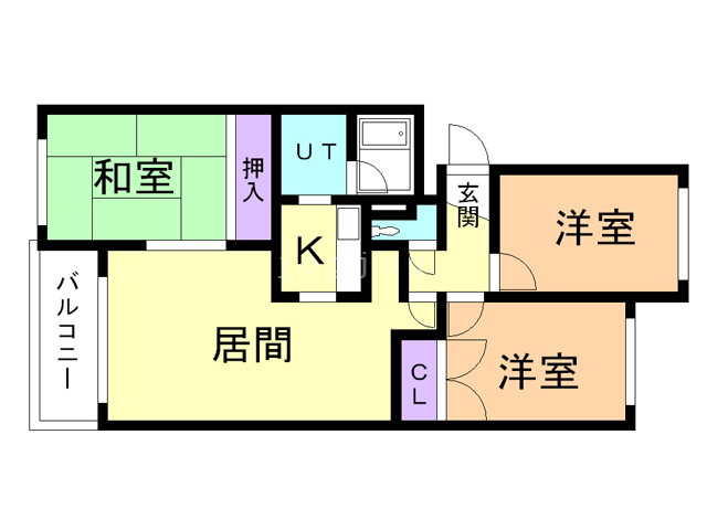 札幌市東区北四十条東のマンションの間取り