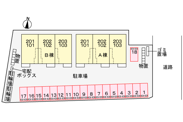 【松江市朝酌町のアパートの駐車場】