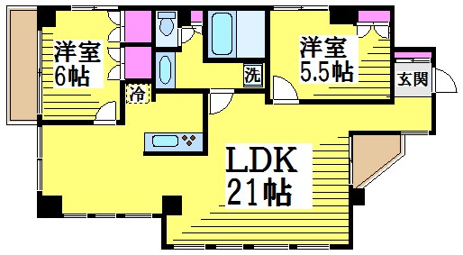 調布市富士見町のマンションの間取り