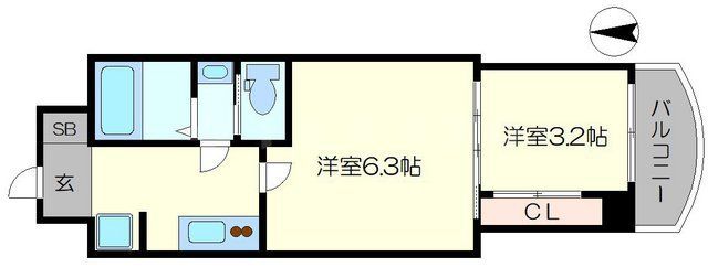 大阪市北区西天満のマンションの間取り