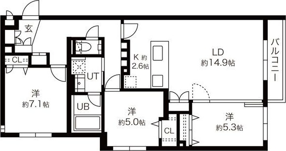 【札幌市中央区南十二条西のマンションの間取り】