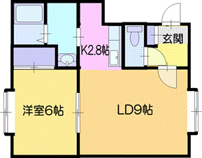 北広島市大曲緑ヶ丘のアパートの間取り