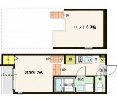 仙台市若林区中倉のアパートの間取り