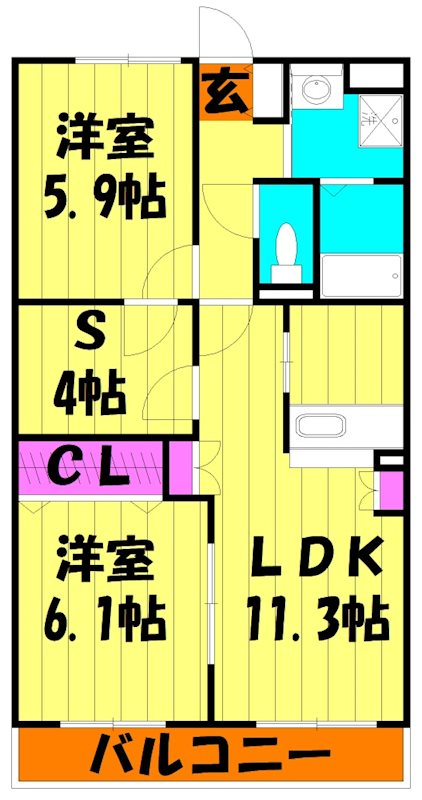 【越谷市千間台東のマンションの間取り】