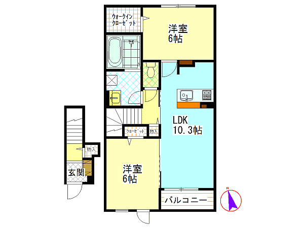 江田島市能美町中町のアパートの間取り