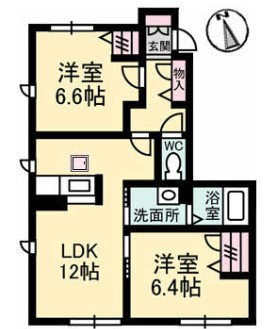 【岡山市北区十日市中町のアパートの間取り】