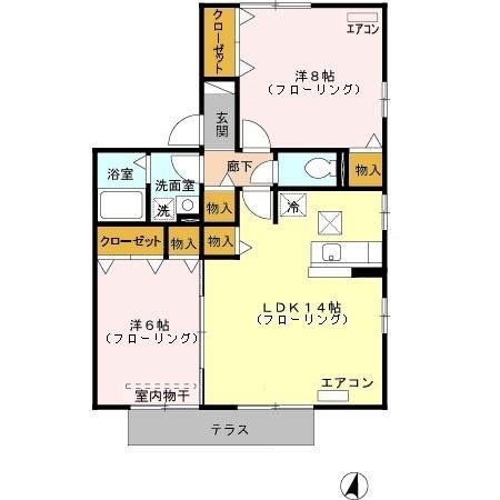 さいたま市緑区大間木のアパートの間取り