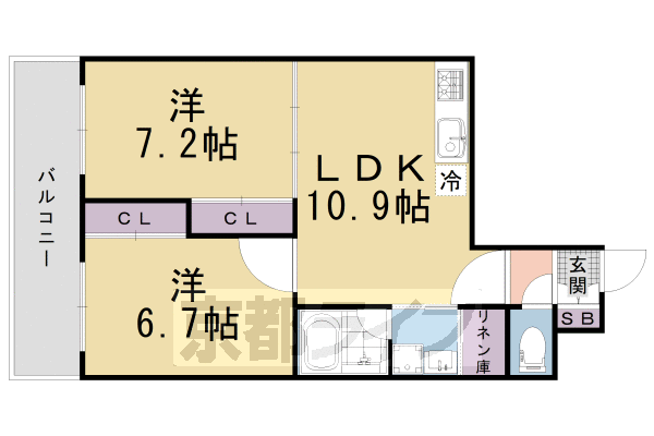 京都市上京区菱屋町のマンションの間取り