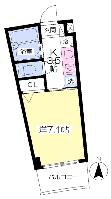 松山市桑原のマンションの間取り