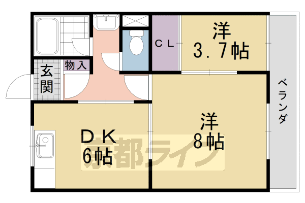 京都市伏見区日野馬場出町のマンションの間取り