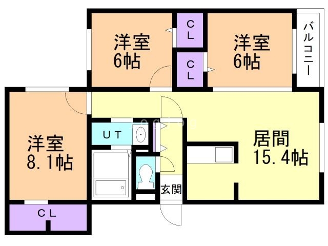 札幌市豊平区平岸一条のマンションの間取り