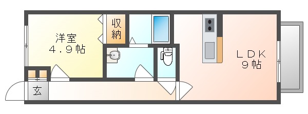 岡山市南区大福のアパートの間取り