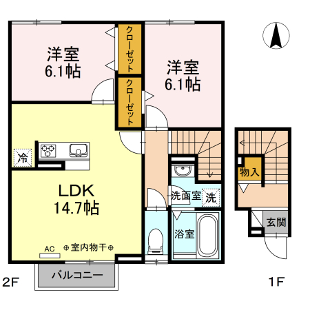 ヴィラ プリュネ Ｂ棟の間取り