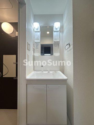 洗面設備　スペースが確保できる洗面所です