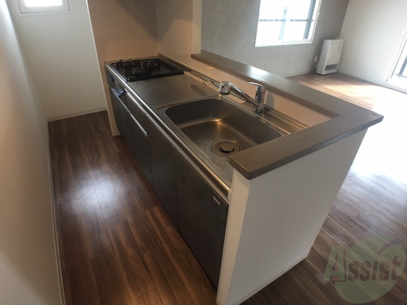 キッチン　キッチンはシックなデザインでした。洗い場も大きい。