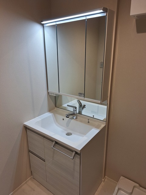 洗面設備　鏡面裏に収納あり/ホースヘッド