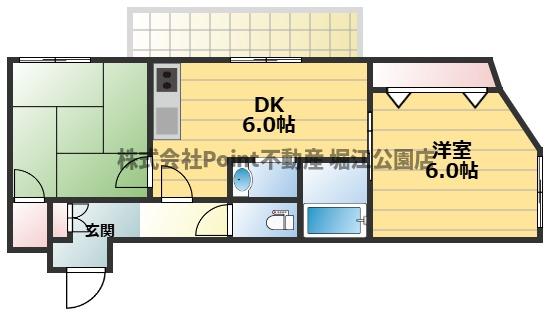 地下鉄御堂筋線 大国町駅 徒歩4分 6階建 築42年の間取り写真