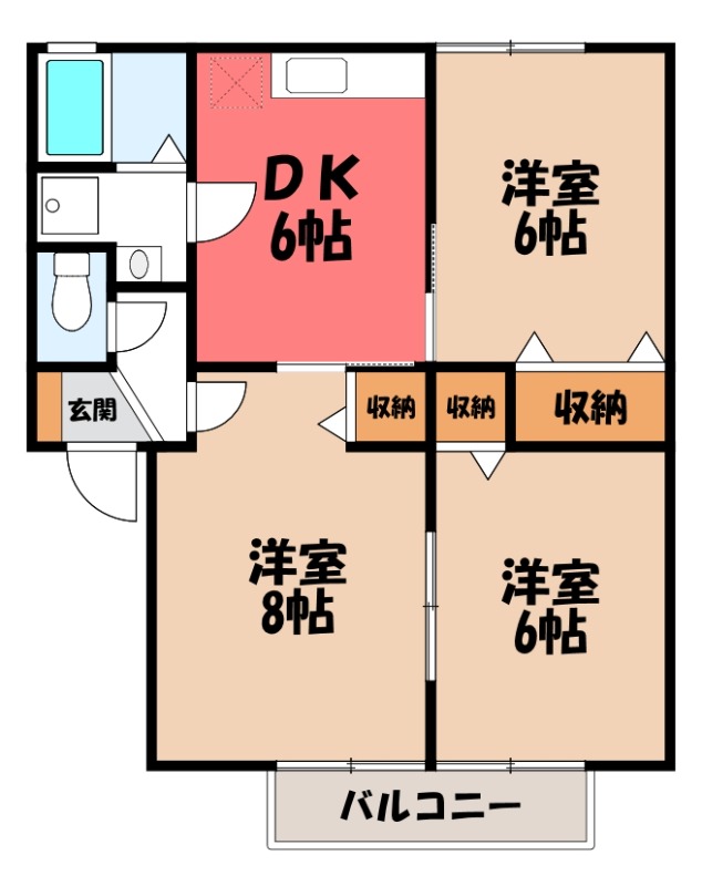 ＪＲ両毛線 前橋駅 バス乗車時間：20分 最寄りバス停で下車 徒歩10分 2階建 築25年の間取り写真
