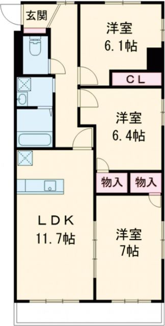 材木町ヴィラージュマンションの間取り写真