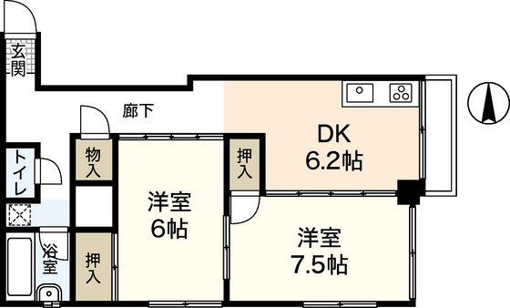 広島市中区小町のマンションの間取り