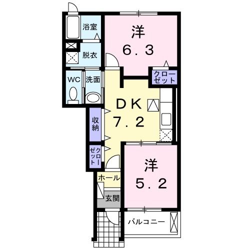 松阪市久保町のアパートの間取り