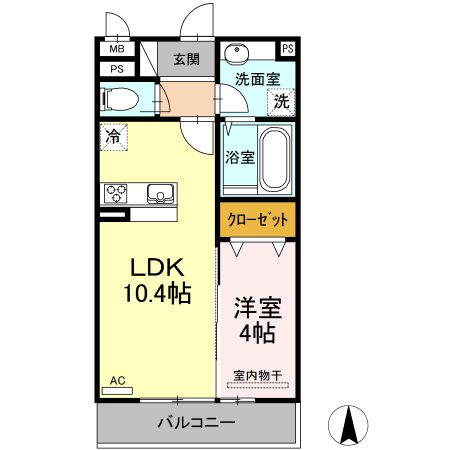 仙台市青葉区台原のアパートの間取り