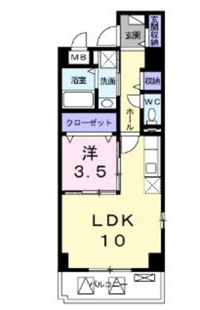 倉敷市川西町のマンションの間取り