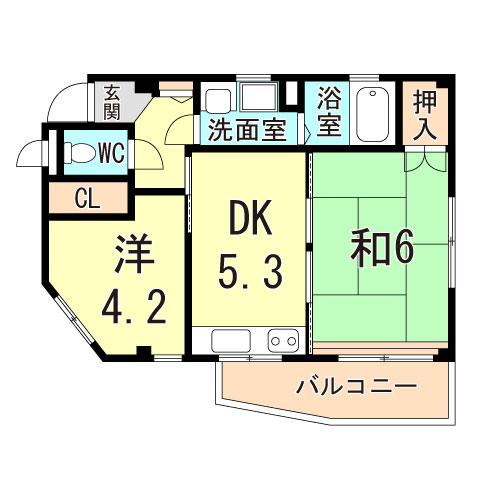 神戸市須磨区常盤町のマンションの間取り