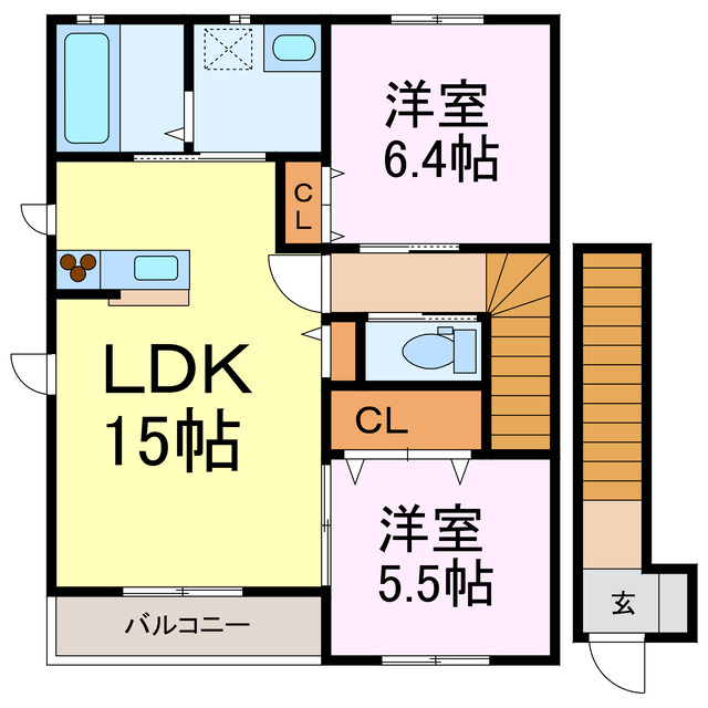 古河市鴻巣のアパートの間取り