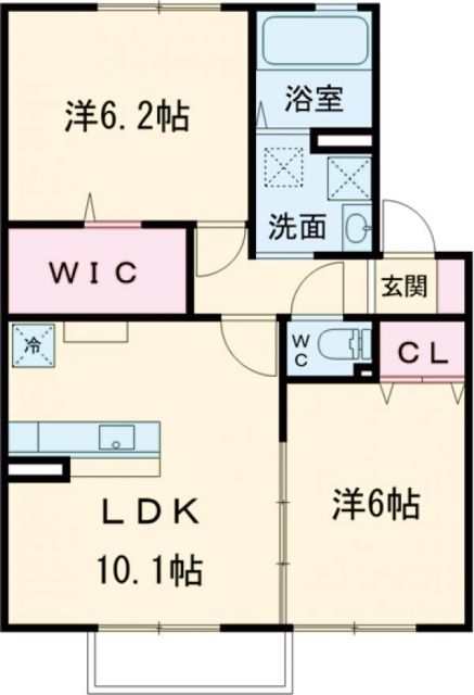 つくばみらい市小絹のアパートの間取り