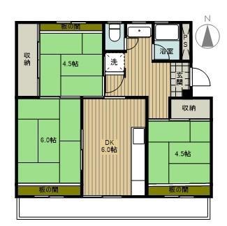 行田団地６棟４０６号室の間取り