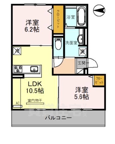 京都市右京区嵯峨折戸町のアパートの間取り