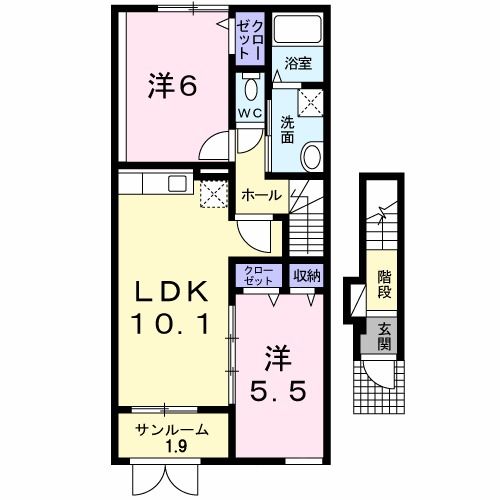 【新潟市江南区天野のアパートの間取り】