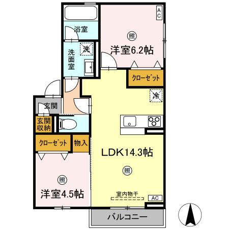 米子市陰田町のアパートの間取り