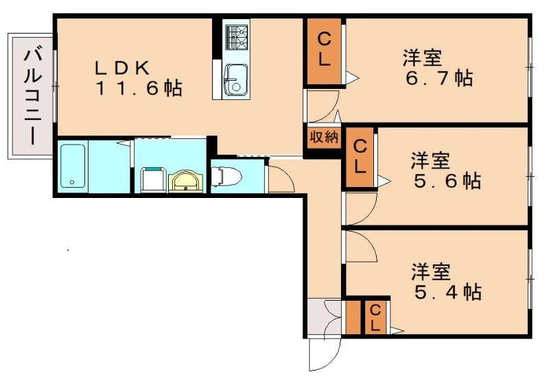 ラフィーネメゾン上久原Cの間取り