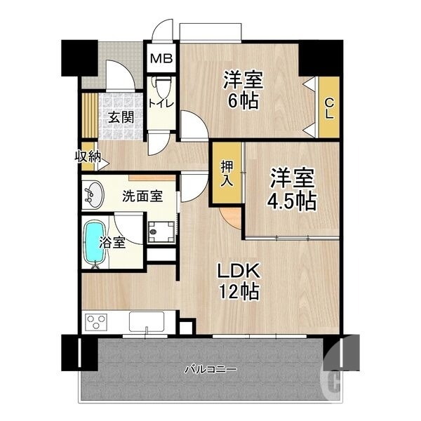 堺市堺区中安井町のマンションの間取り