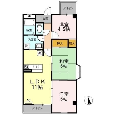 加西市北条町古坂のアパートの間取り