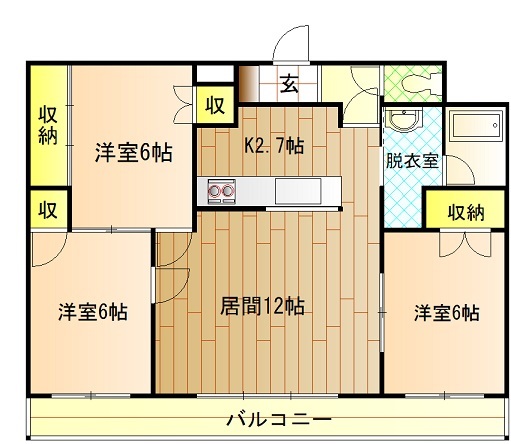 旭川市豊岡四条のマンションの間取り