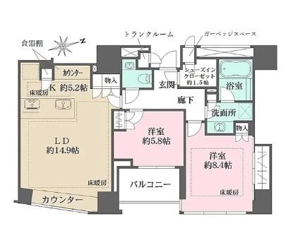 千代田区三番町のマンションの間取り