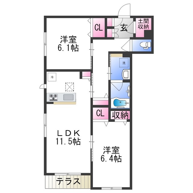 【和泉市万町のアパートの間取り】