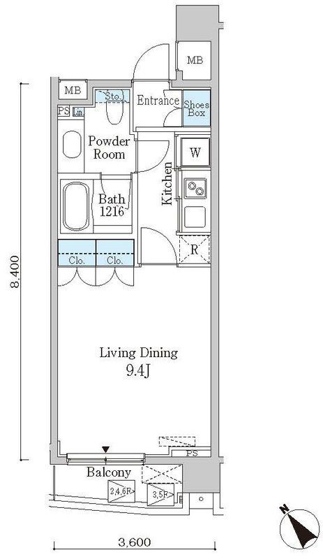 渋谷区東のマンションの間取り