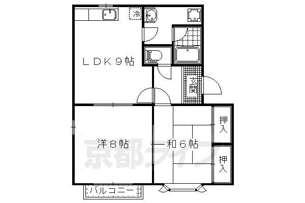 京都市山科区椥辻番所ケ口町のアパートの間取り