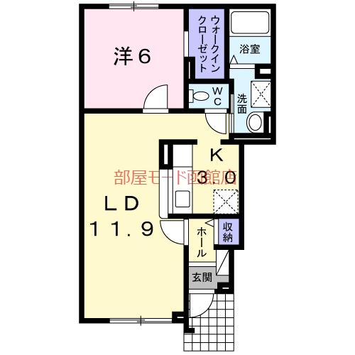 函館市桔梗町のアパートの間取り