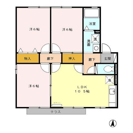 松阪市嬉野中川新町のアパートの間取り