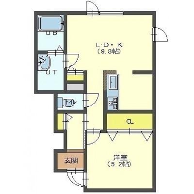 函館市桔梗町のアパートの間取り