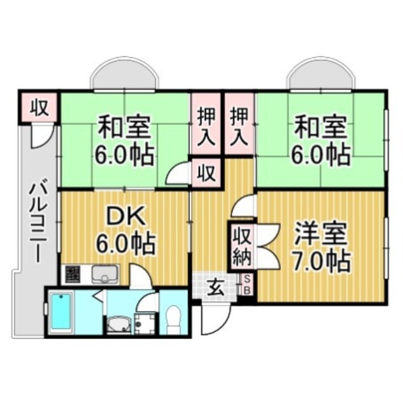 春日市一の谷のマンションの間取り