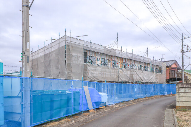 下野市大松山のアパートの建物外観