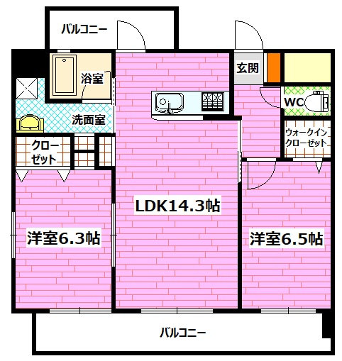 広島県安芸郡府中町青崎中（マンション）の賃貸物件の間取り